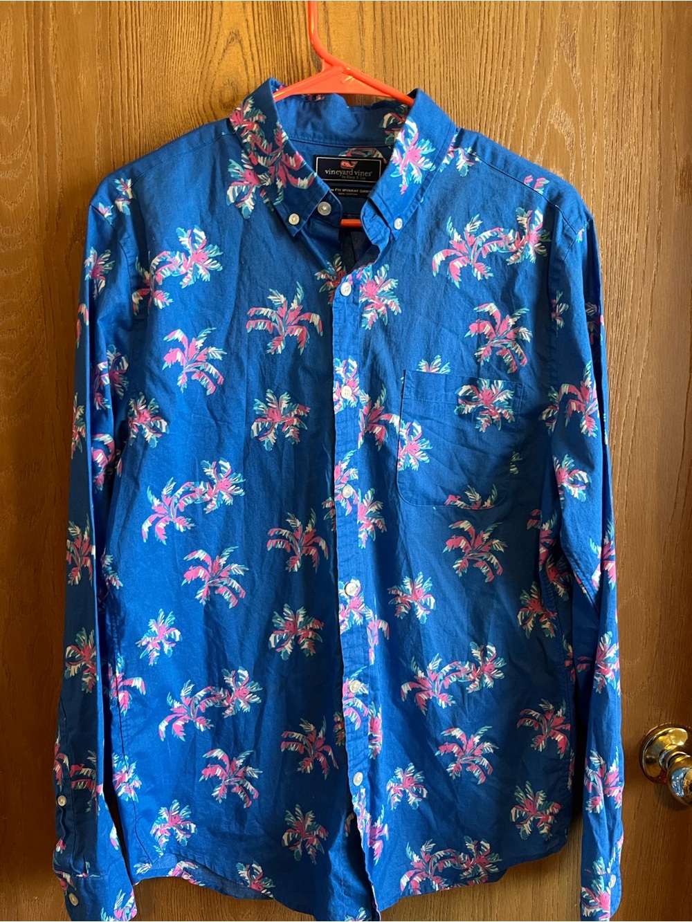 Vineyard Vines Blue Palm Print Button-Down Shirt